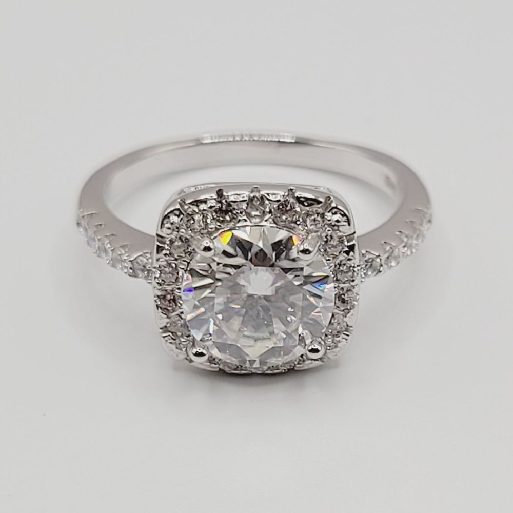 Certified 2Ct Moissanite Engagement Ring 925 Sterling Silver Size 7 New